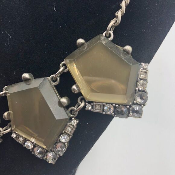 Vintage Loft by Ann Taylor Women's Statement Necklace Geometric Shape Rhinestone - Picture 7 of 10